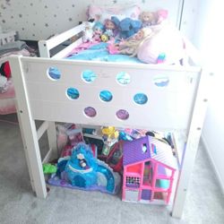 Cama Twin Alta Con Escalerita Y Colchon