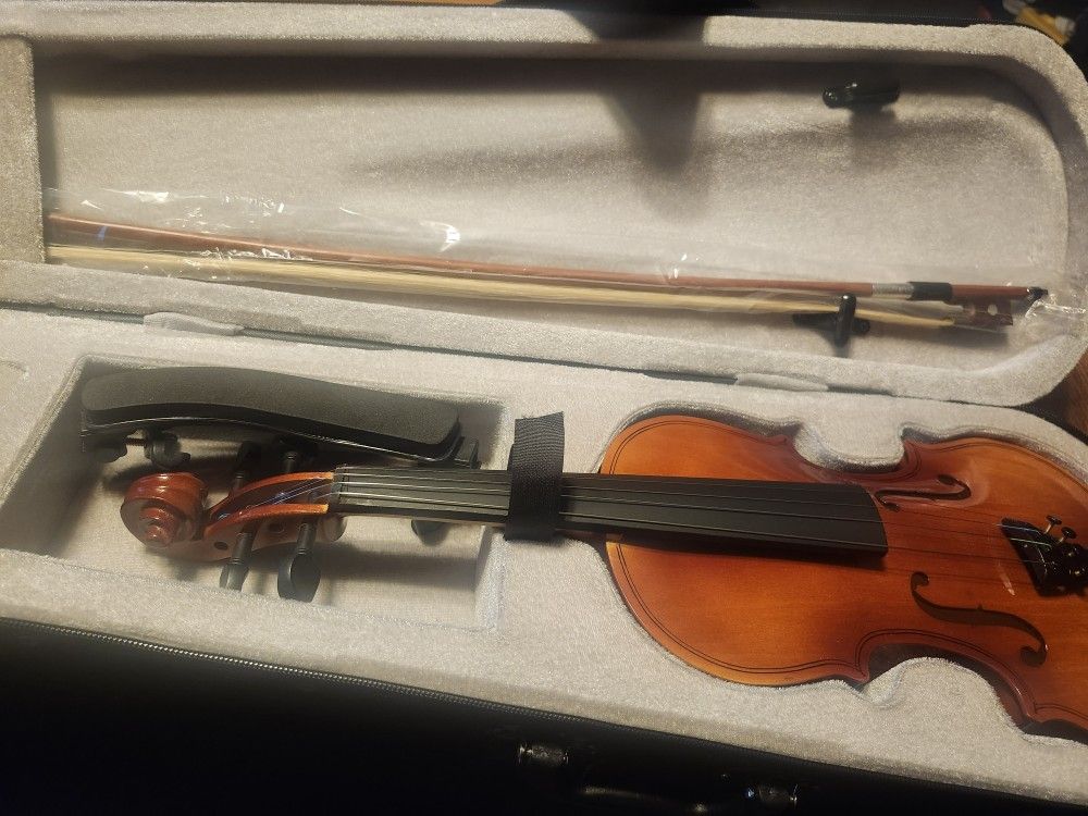 Acoustic Natural Solid Wood Beginner Violin 1/2 BRAND NEW IN CASE 