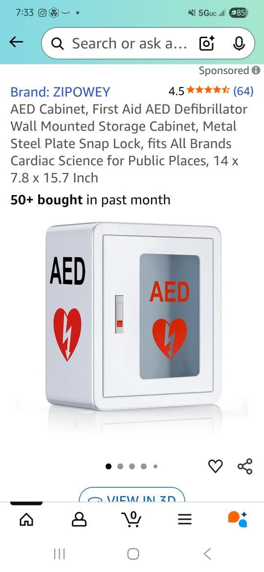 AED Cabinet, First Aid AED Defibrillator Wall Mounted Storage Cabinet