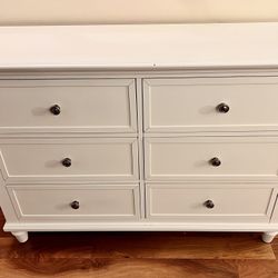 White 6-Drawer Dresser, 54”W - $150