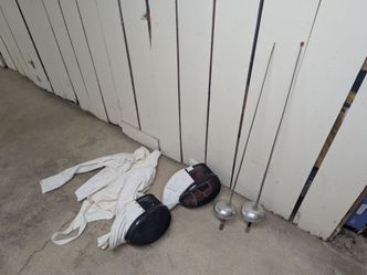 Fencing Epees, Helmets, and Jacket