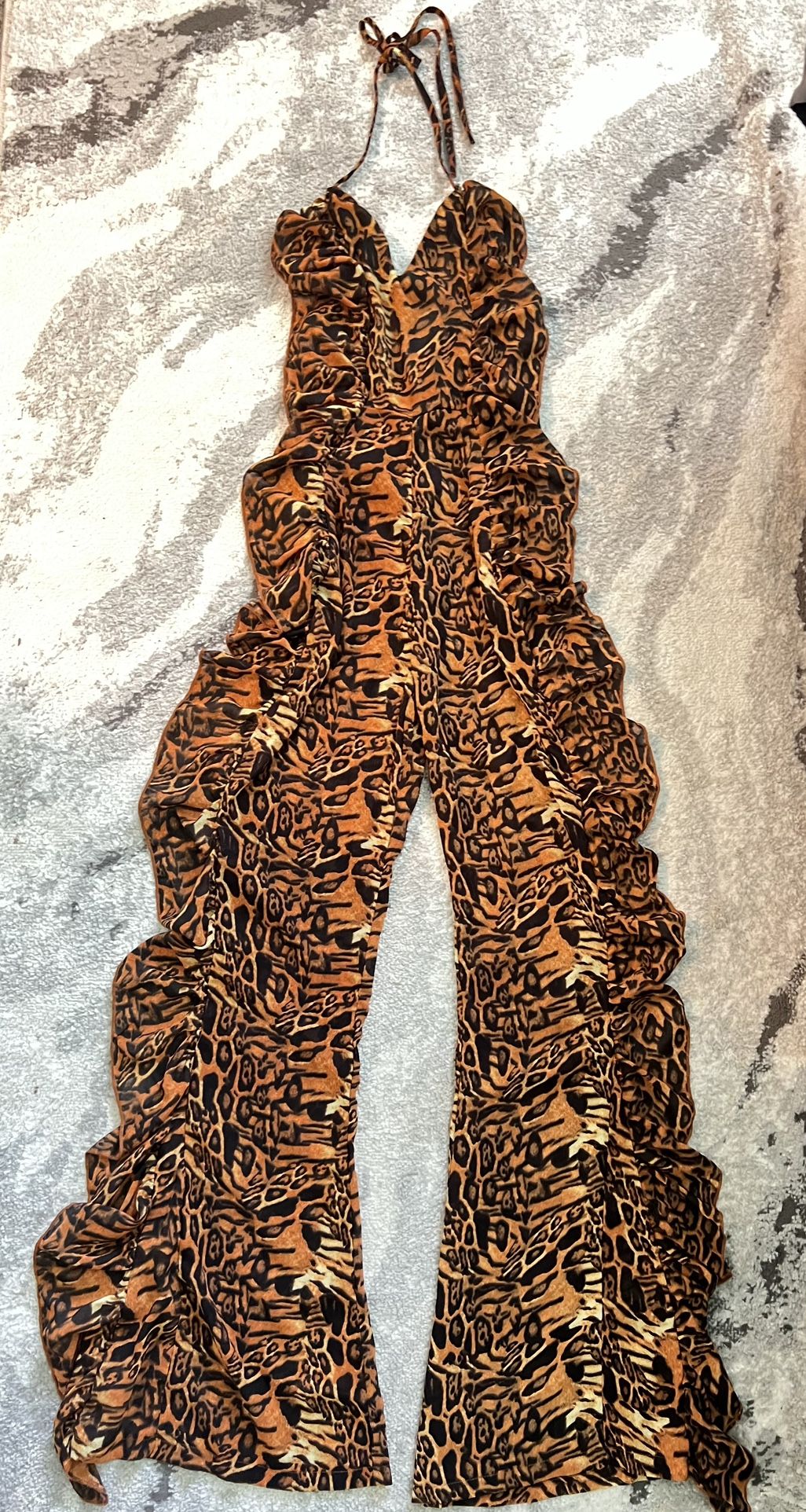 Flared & Ruffled Leopard Jumpsuit