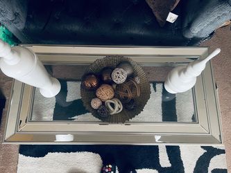 Mirrored Gray Glass Top Coffee Table