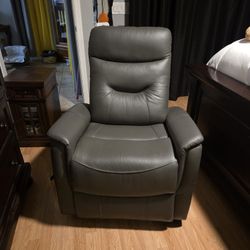 Chair, Side Table, Electric fireplace.