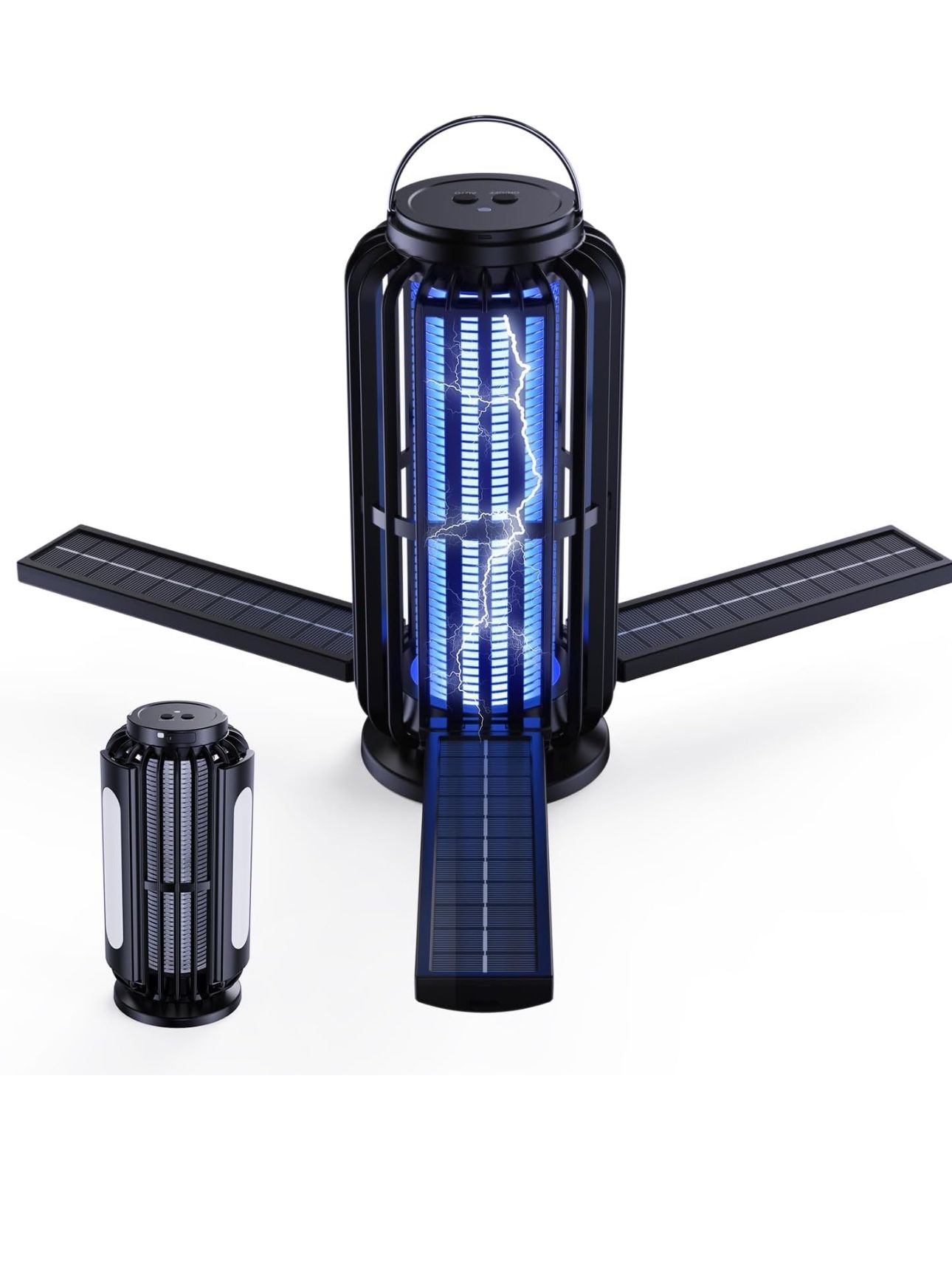 Bug Zapper, Mosquito Zapper Outdoor Indoor Solar Powered, Battery Powered Cordless Zapper with LED Light, Cordless Zapper for Patio, Camping, Outdoor,