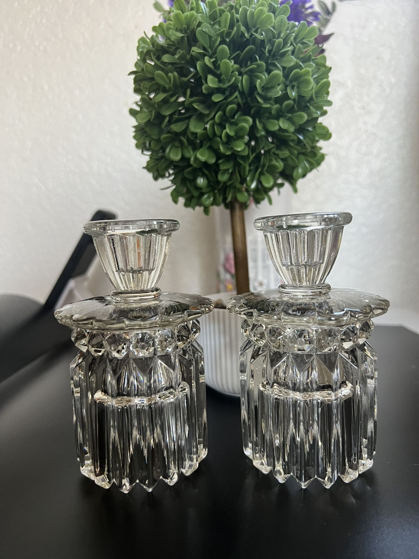 Crystal Glass, Cut Glass Double Sided Taper Candle Holder