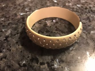 Vintage Black and White with Rhinestones Bangle Bracelet