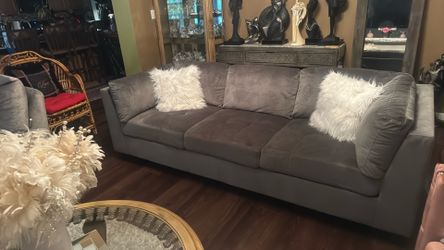 Gray velvet plush couch… NEED GONE ASAP