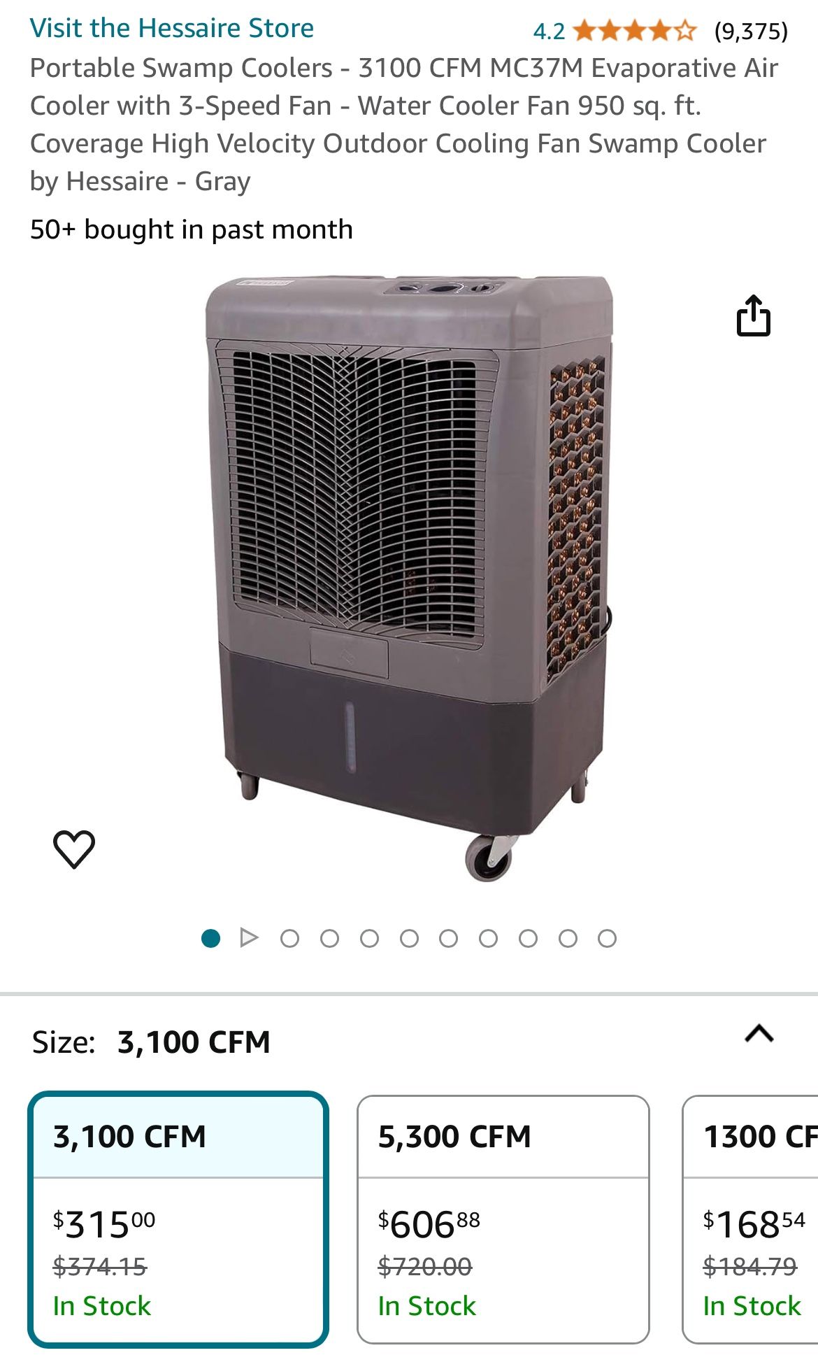 Portable Swamp Coolers 3100 CFM MC37M Evaporative Air Cooler with