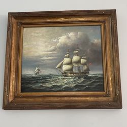 Oil Painting: Ship In Ocean