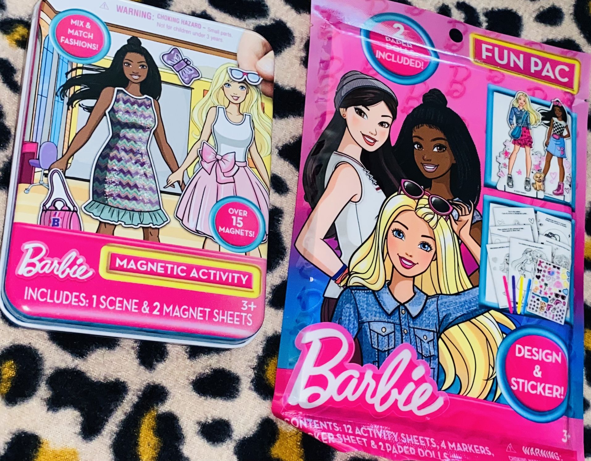 2 SET/💕🛍️🦋🍭🪩✨BARBIE MAGNETIC🧲ACTIVITY W:1Scene 2 Shts & FUN PAC DESIGN&STICKER 12 SHTS:MARKERS