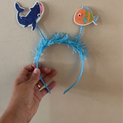 Whale fish ocean theme headband googly eyes Springs