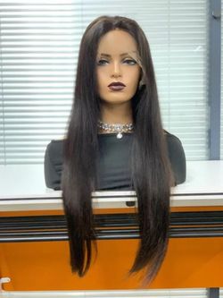 13*6 deep parting glueless transparent real Swiss lace frontal wig with elastic band, 28 In n