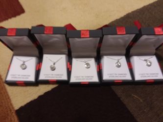 Lot of 5! 1/10 carat Diamond Sterling Silver Pendant Necklaces!