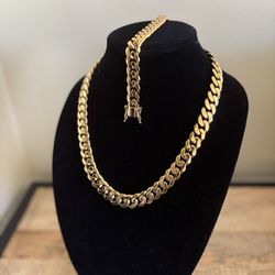 14k GOLD PLATTED CUBAN SET