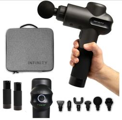 Infinity PR Pro Endurance Percussion Massage Device (Black) Swappable Battery Included 45W high Torque and Performance brushless Motor Eight Hour Tota