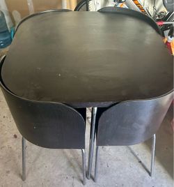 Black Compact Dining Table and Chair Set