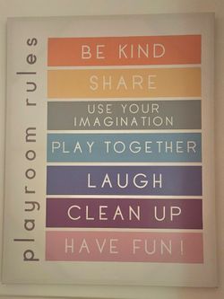 Colorful Canvas 36x28 Playroom Rules