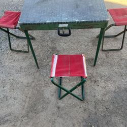 Camping Chair Antique Briefcase That Turns Into A Table & 4 Chairs 