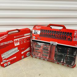 Milwaukee 3/8” 56pc tool set and 3/8” packout impact sockets set