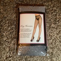 Leg Avenue fishnet crystalized tights w/rhinestones, color black, One Size 