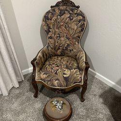 Vintage/Antique Style Chair & Footstool 