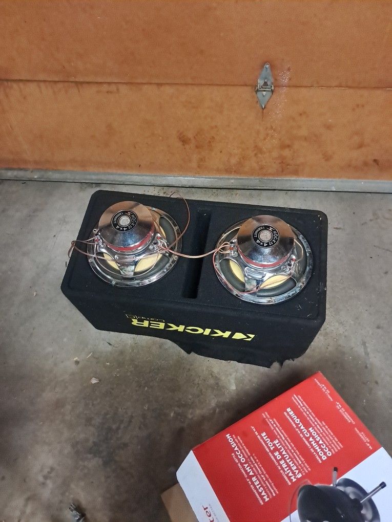 Two twelve inch extreme audio subwoofers in a kicker box