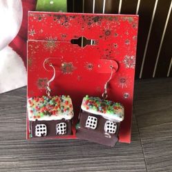 Cute Gingerbread House Earrings 