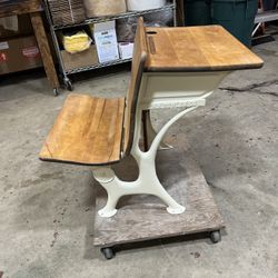 Vintage Antique Children’s Solid Wood School Desk
