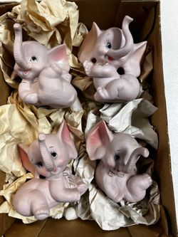 Vintage Bisque Pink Elephant