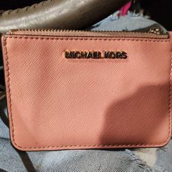 Michael Kors Jet Set Travel Small Leather Top Zip Coin Pouch Key Ring  Luggage