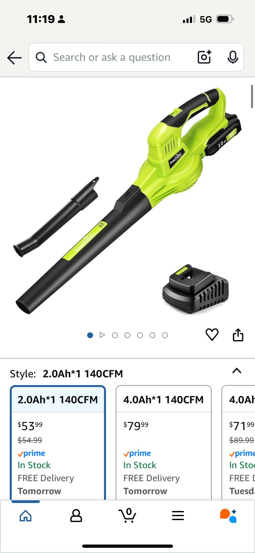 Cordless Snap Fresh Leaf Blower And Battery (NO CHARGER)