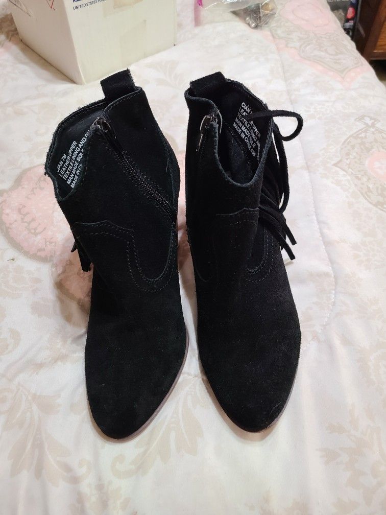 Black Suede Fringed Boot