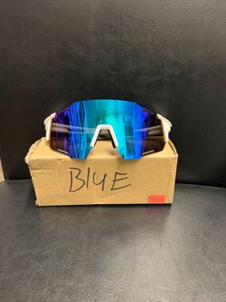 ‼️ CLEARANCE ‼️ Sport Sunglasses Blue Mirror Lens White Frame
