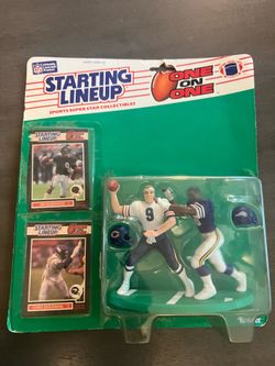 1989 Jim McMahon & Chris Doleman Kenner NFL Starting lineup collectable football figure and card