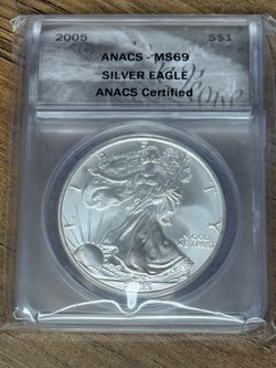 2005 American Silver Eagle ANACS MS69 1 oz .999 Fine Silver Coin