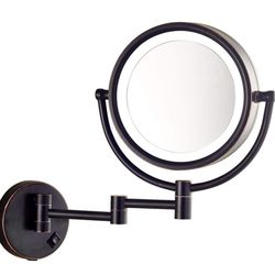 Gecious Hardwire Makeup Mirror Wall Mount Lighted With 10X Magnification, Direct Wire,8Inch Cordless Not Batteries Operated, 