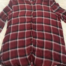 Girl’s Medium Magenta Button-Up Flannel