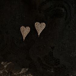 Sterling Silver Heart Diamond Earrings, Cubic Saccone,