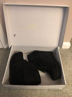 Black Wedged Booties by Shï, size 7.5