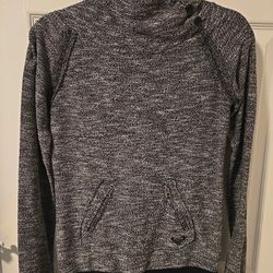 Roxy Heathered Gray Tweed Hooded Pullover Size Small