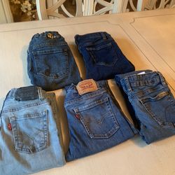 Lot Of 5 Boys Jeans Size 7 Levis, Joe’s, Nautica, Jumping Beans