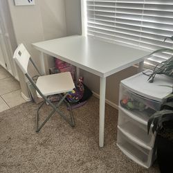 Desk, Chair, Drawer 