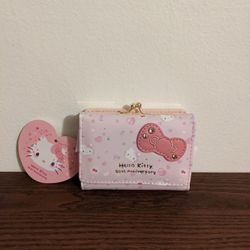 Hello Kitty 50th Anniversary Mini Clasp Wallet Pink Trifold Design