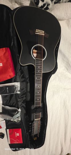 Vangoa 12-String Acoustic Guitar Black Cutaway