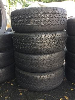 255/65/17 Goodyear set of used tires in great condition 70% tread 250$ for 4 . Installation and balance available, wheel alignment available, road fo