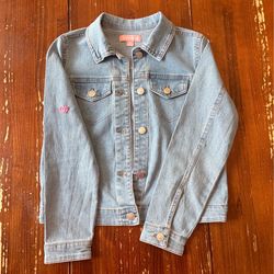 BCBGirls Light Blue Denim Jacket with Pink Heart Detailed