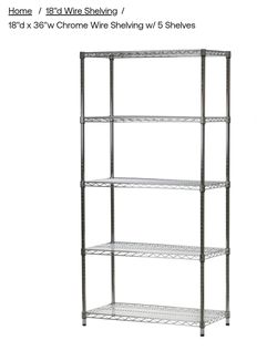 Chrome Wire Shelving Unit 18"d x 36"w 5 Shelves