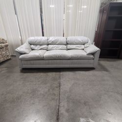 Emerson Leather Plush White Padded Leather Couch