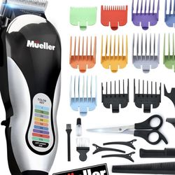 Mueller Ultragroom Professional Hair Clippers for Men with Colored Design, Hair Trimmer for Men, 12 Guide Combs, Trimmer for Hair, Beards, Head, Body,